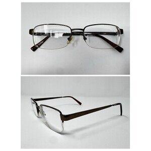 Enhance 3777 Brown Metal Semi Rimless Eyeglass Frames 55-17-145